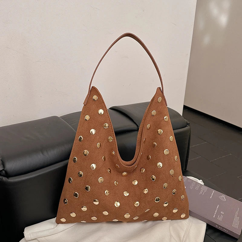 Fashion Suede Solid Color Hasp Large Capacity Shoulder Bags 2026 Hot Sale Commuting Sweet Versatile Youth Women's Handbags