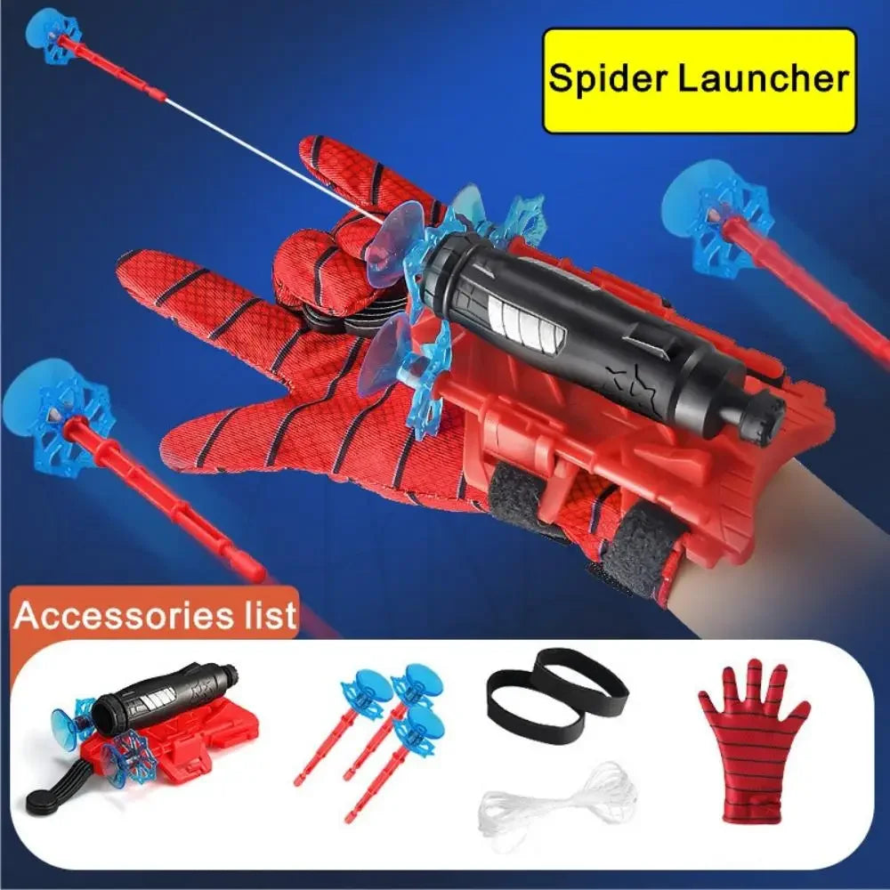 Spider Web Shooters with Gloves Superhero Wrist Launcher Toy Funny Children Party Cosplay Gifts for Kids cos masquerade