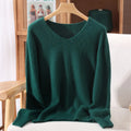 Fall/Winter New Fashion Mink Cashmere Sweater Women's Knitted V-neck Long-Sleeved Slim Bottoming Coat