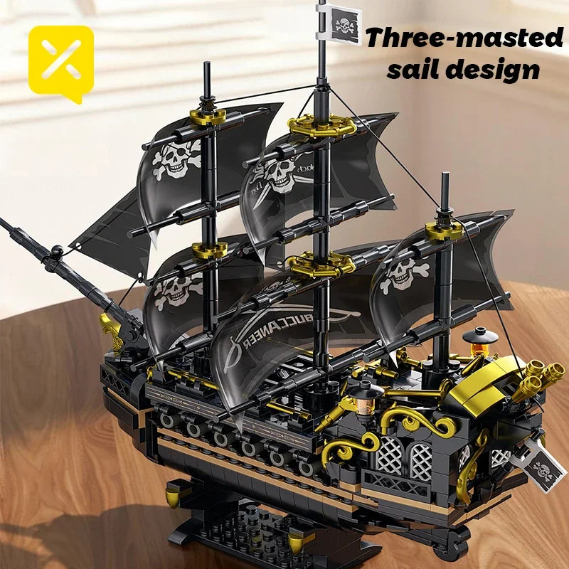 Pirate Ship Building Blocks Vessel Sailboat Model Bricks City Traffic Series Creative Desktop Decoration Toys For Children Gifts