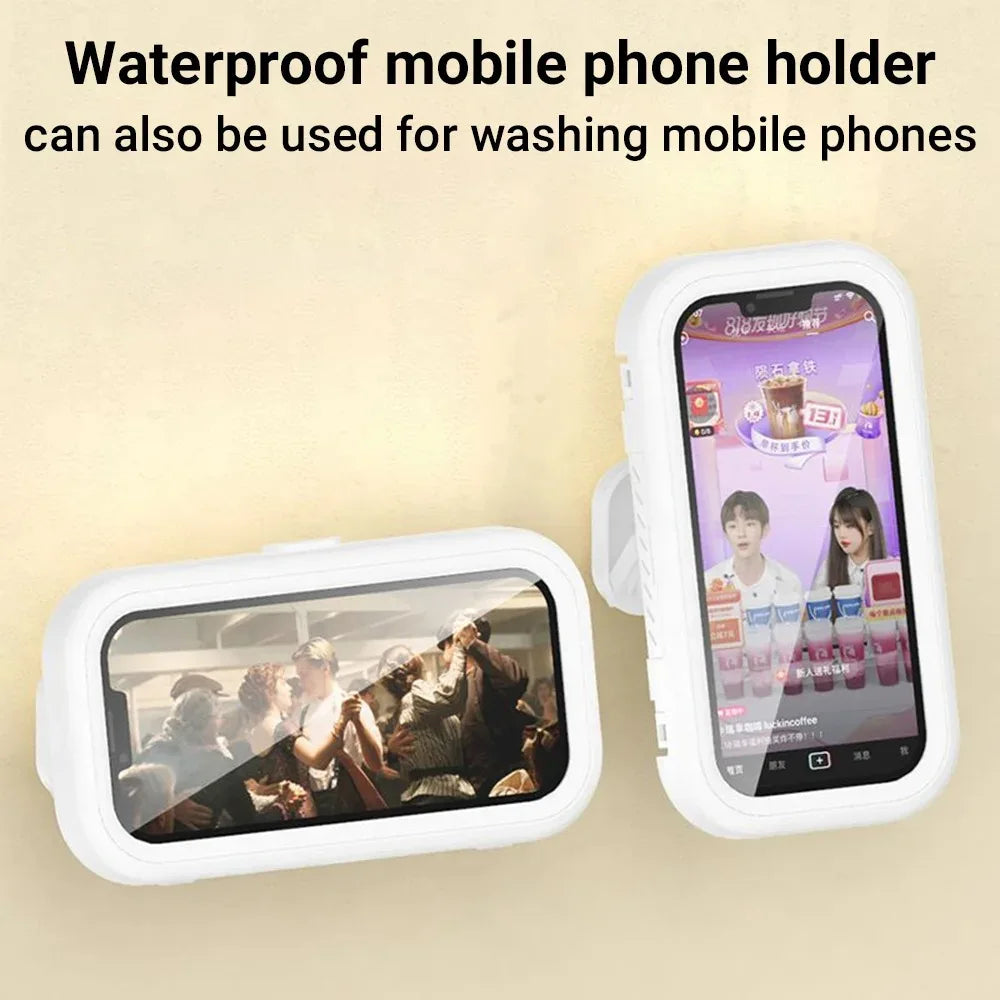 Waterproof Shower Phone Holder Rotation Angle Adjustable Telescoping Wall Mount Phone Holder for Bathroom Kitchen Bracket Stand