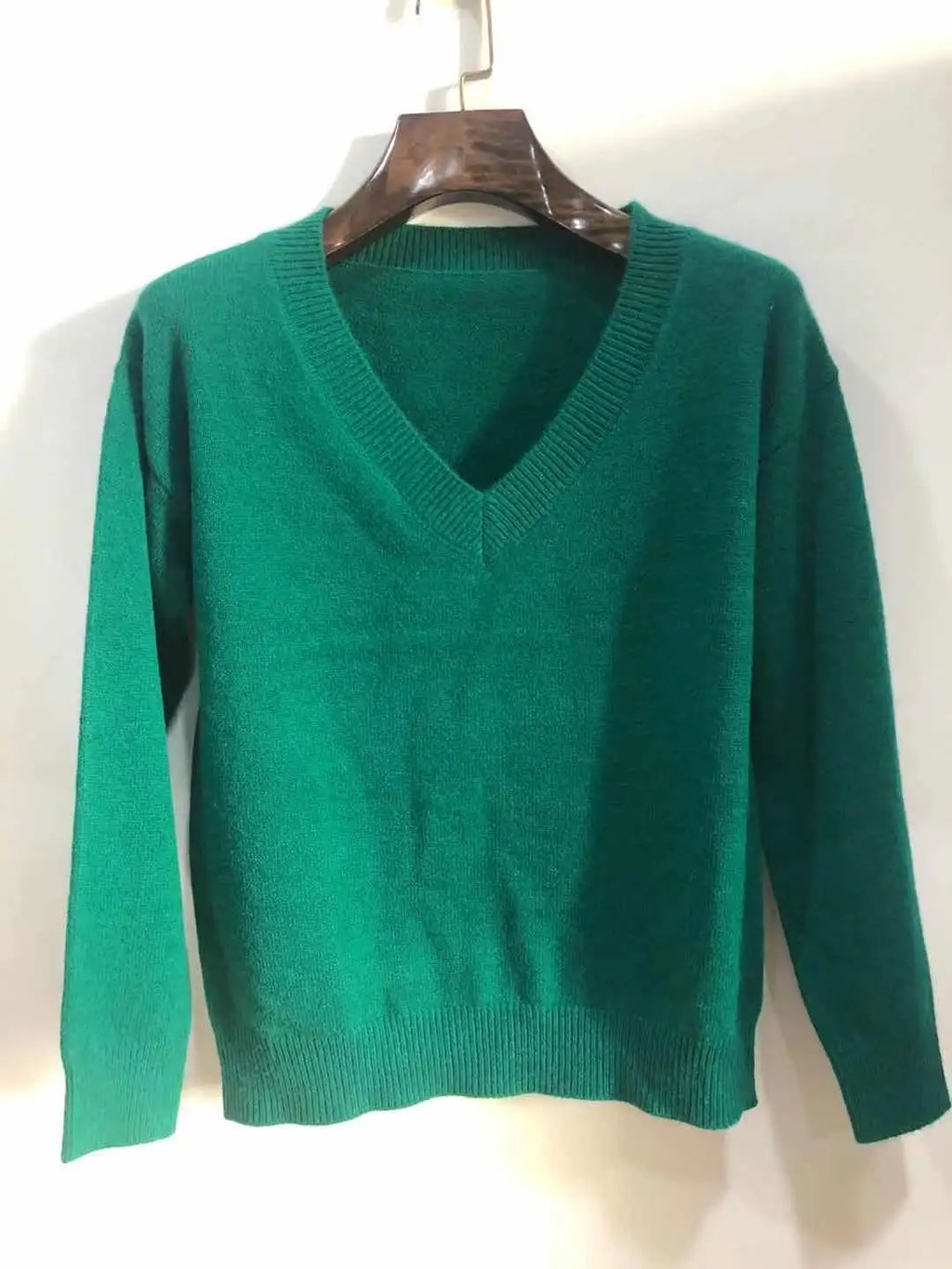 Sweater Women Pullover Knitting Top Jumper V Neck Solid Color Thick Knitwear 2025 Autumn Winter Knitted Tops Office Lady Casual