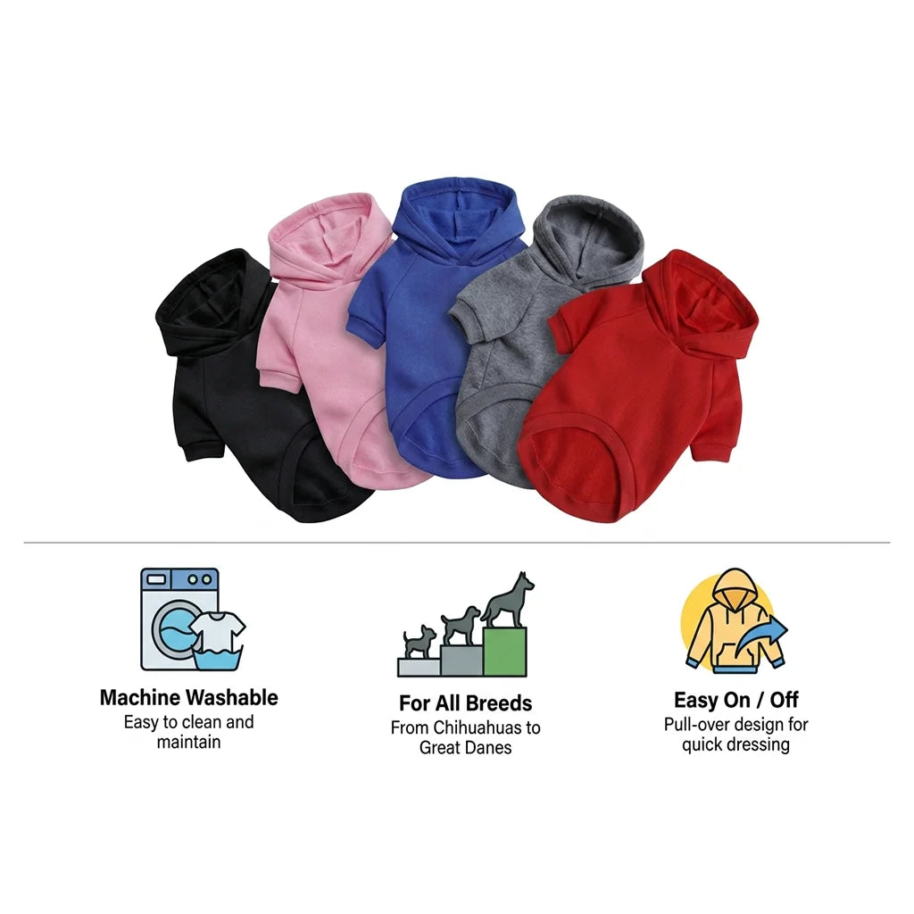 Pet Dog Hoodies Autumn and Winter Season for Large Dog Clothes Solid Color Print Pattern French Bulldog Labrador Jacket Clothing