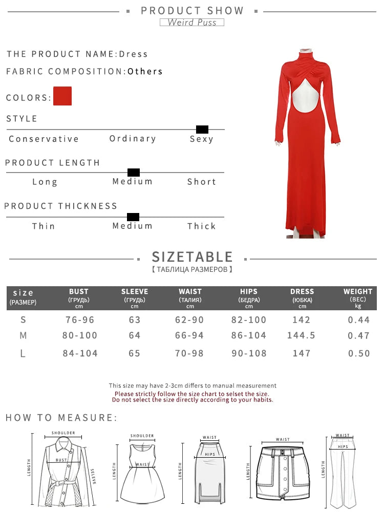 Weird Puss High Neck Women Dress Hollow Out Irregular Back Floor-Length Waistless Skinny Sexy Chirstmas Festival Partywear Robe