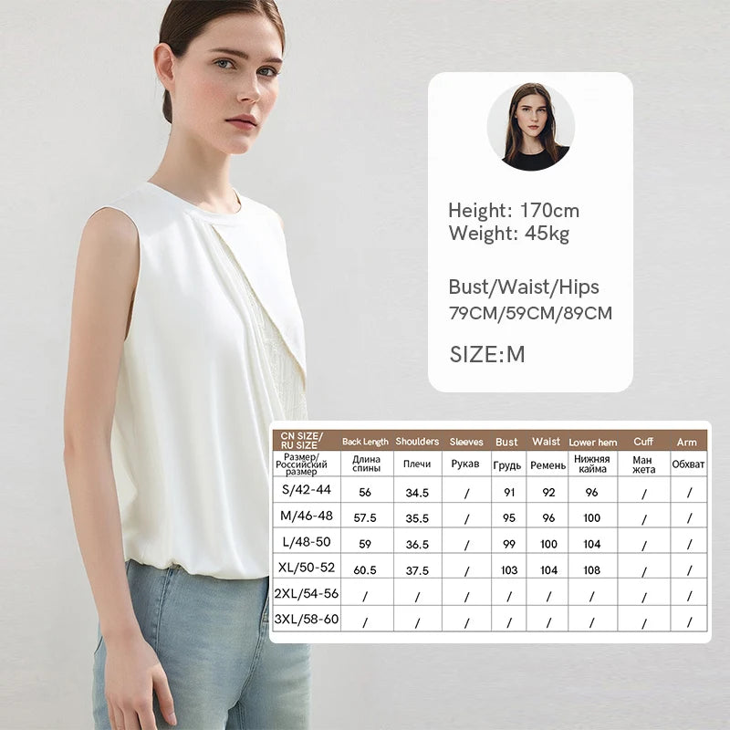 Amii Women's Camisole 2026 Summer New Round Neck Stretch Jacquard Patchwork Tank Top Casual Sleeveless Vest For Women 12652011