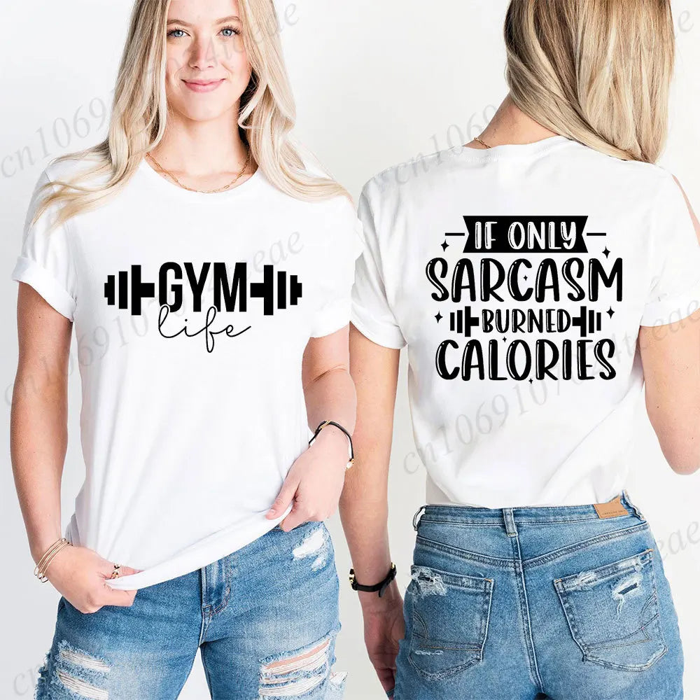 Funny Gym Life T-Shirts for Women Workout Summer Short Sleeve Tees Motivational Positive Tees Cute Exercise Fitness Tops