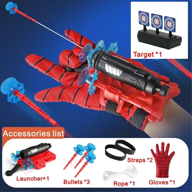 Spider Web Shooters with Gloves Superhero Wrist Launcher Toy Funny Children Party Cosplay Gifts for Kids cos masquerade