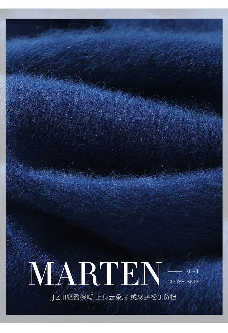 Fall/Winter New Fashion Mink Cashmere Sweater Women's Knitted V-neck Long-Sleeved Slim Bottoming Coat