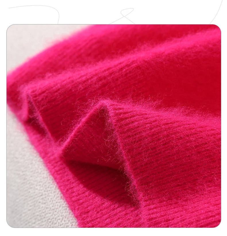 Fall/Winter New Fashion Mink Cashmere Sweater Women's Knitted V-neck Long-Sleeved Slim Bottoming Coat