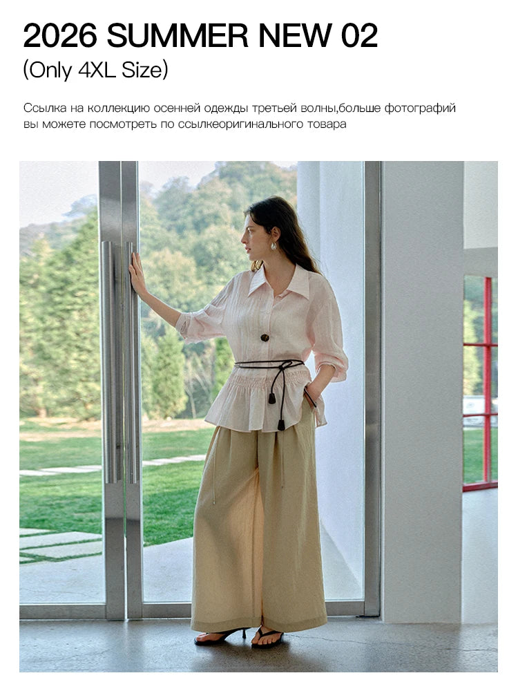 DUSHU 2026 4XL Summer New2 Women Long Sleeve Shirt Tops Female Long A-LINE Skirts V-Neck Short Sleeve Tops Dress Jackets