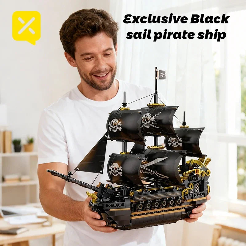Pirate Ship Building Blocks Vessel Sailboat Model Bricks City Traffic Series Creative Desktop Decoration Toys For Children Gifts