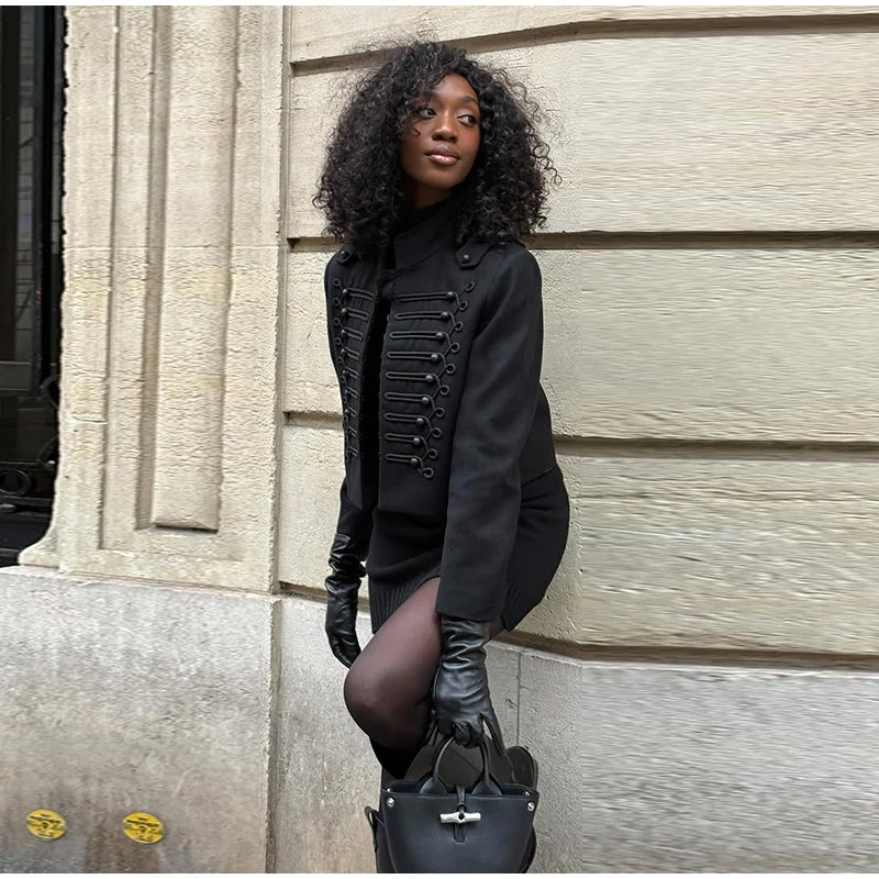 Napoleon Women Jackets Coat Solid Single Breasted Pad Shoulder Loose Outwear 2026 Female Spring New Chic Elegant Coats Jackets