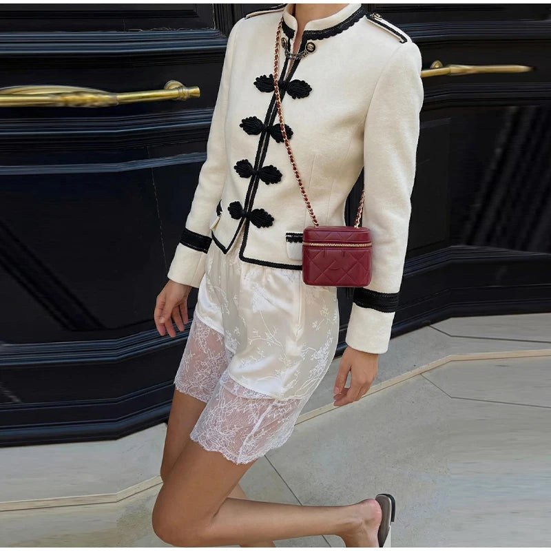 Napoleon Women Jackets Coat Solid Single Breasted Pad Shoulder Loose Outwear 2026 Female Spring New Chic Elegant Coats Jackets