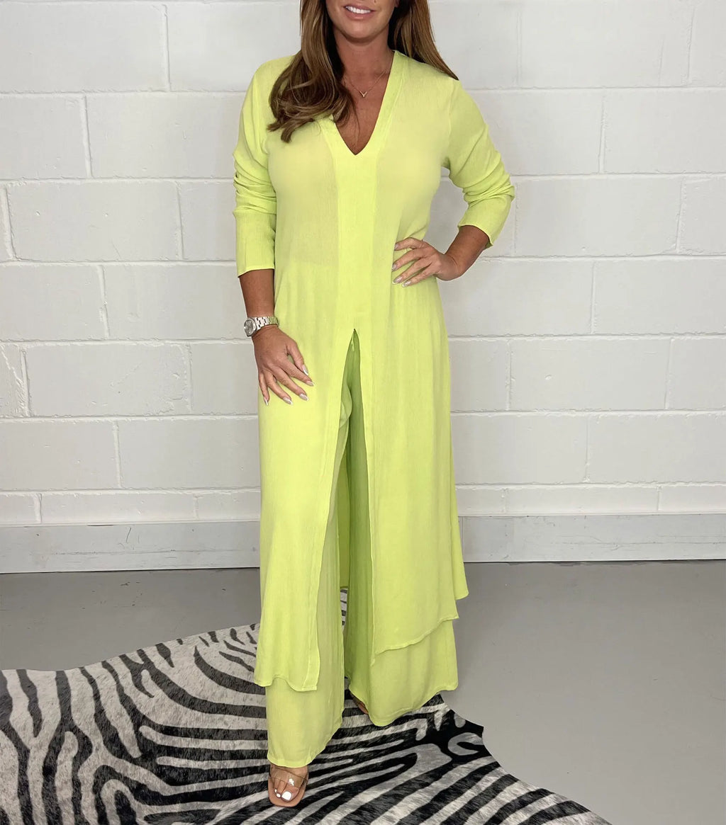 Autumn 2024 New Women's Clothing Solid Color Sexy Slim Fit Long Sleeved Top Long Pants Casual Comfortable Women's Two-piece Set
