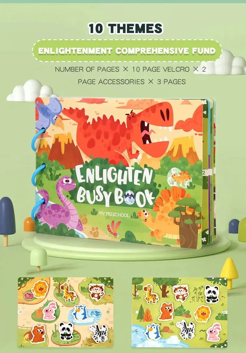 Busy Books Montessori Toy for 1 2 3 4 Year Toddlers Educational Activity Book Developing Sensory Board for Fine Motor Skills Toy