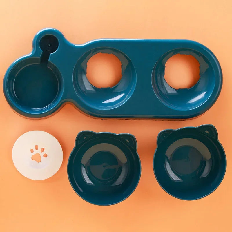 3 in 1 Anti-tip Cat Pet Feeder Automatic Water Dispenser Double and Single Bowl for Small Dogs Cats Pet Food Container Cat Food