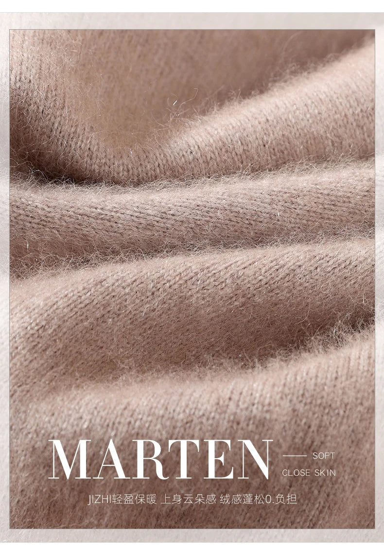 Fall/Winter New Fashion Mink Cashmere Sweater Women's Knitted V-neck Long-Sleeved Slim Bottoming Coat