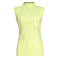 Miyake Pleated Elegant Fashion Temperament Solid Color Half High Neck Sleeveless Women's Vest 2026 Summer New Breathable Top