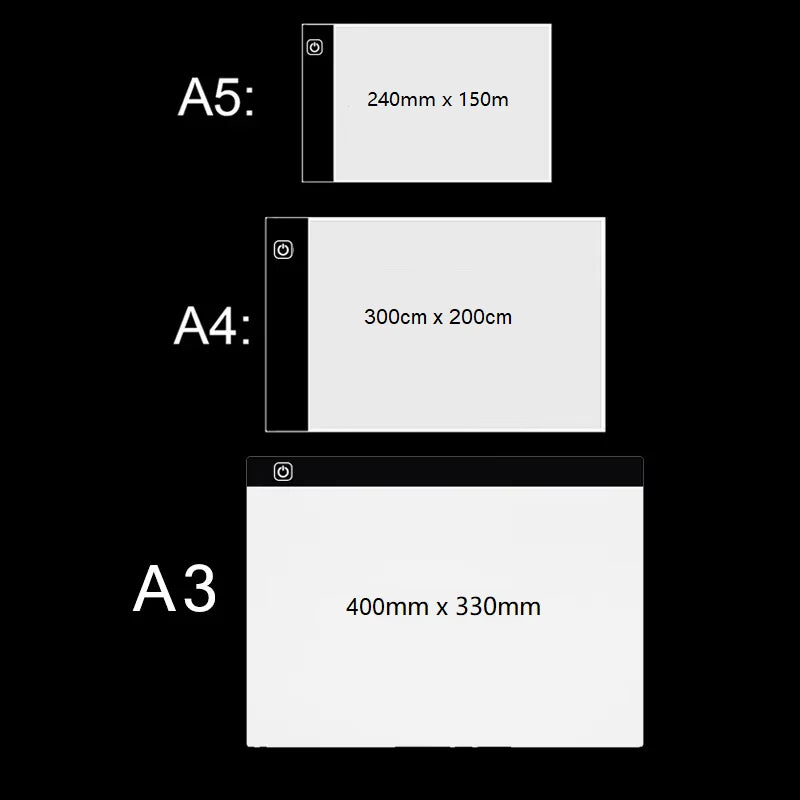A3/A4/A5 Three Level Dimmable Led Light Pad Drawing Board Pad Tracing Light Box Eye Protection Easier for Diamond Painting