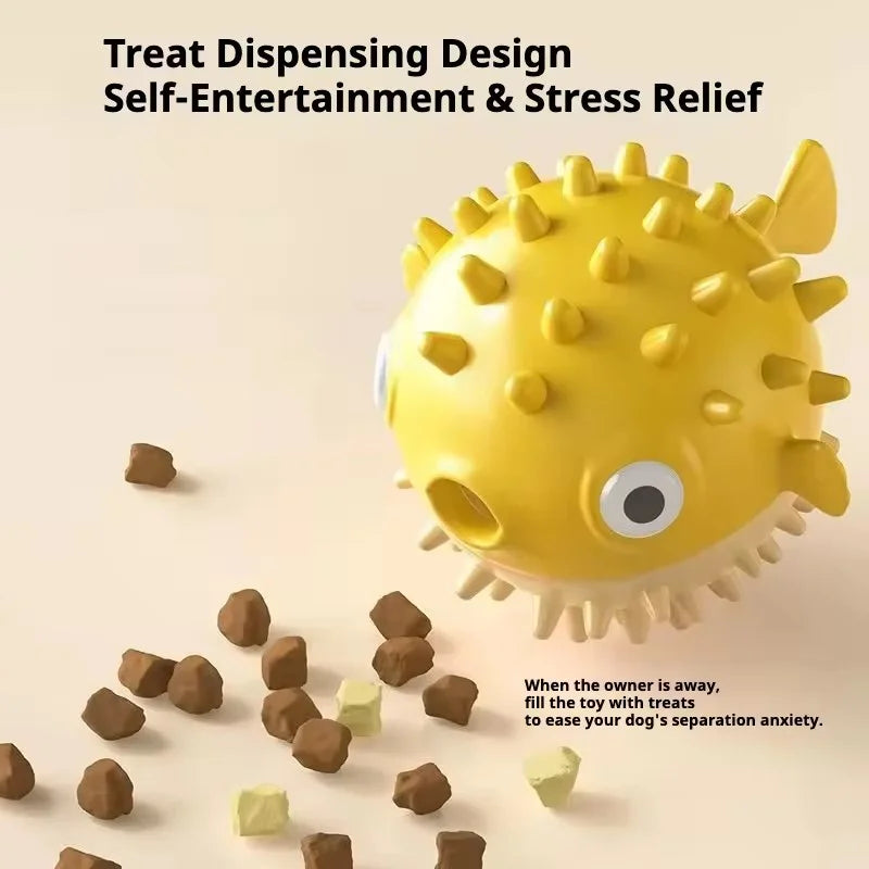 Bouncing Fish Built In Bell Pet Toy Treat Dispensing Chew Ball Molar Interactive Play Toy For Puppy All Size Dogs Relieve Boredo