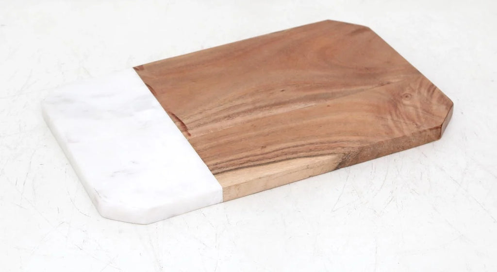 Chopping Board of Marble and Wood for Cutting and Chopping in the Kitchen Round Marble Cutting Board