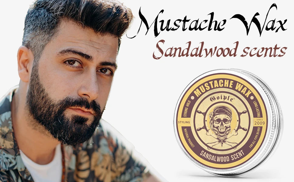 30g Sandalwood Scent Beard wax for Men Mustaches Treatment Products Facial Hair Care Butter for Softening and Smoothing Beards