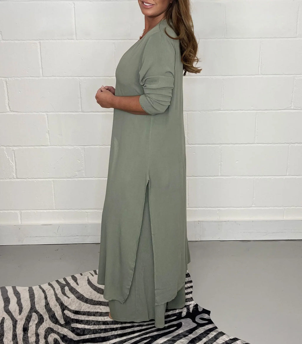 Autumn 2024 New Women's Clothing Solid Color Sexy Slim Fit Long Sleeved Top Long Pants Casual Comfortable Women's Two-piece Set