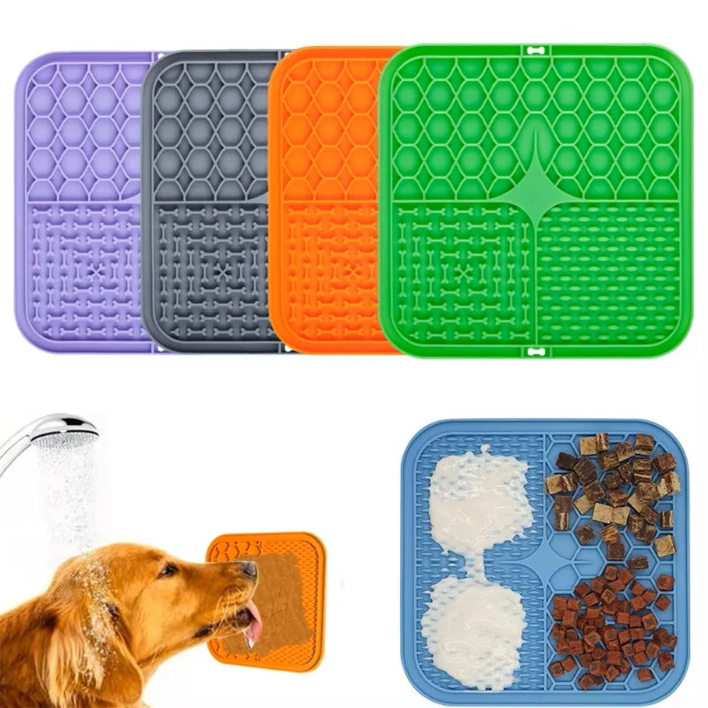 Pet Lick Silicone Mat Slow Feeder Dog Food Plate Bathing Distraction Sucker Training Feeder for Dogs Kitchen Supplies