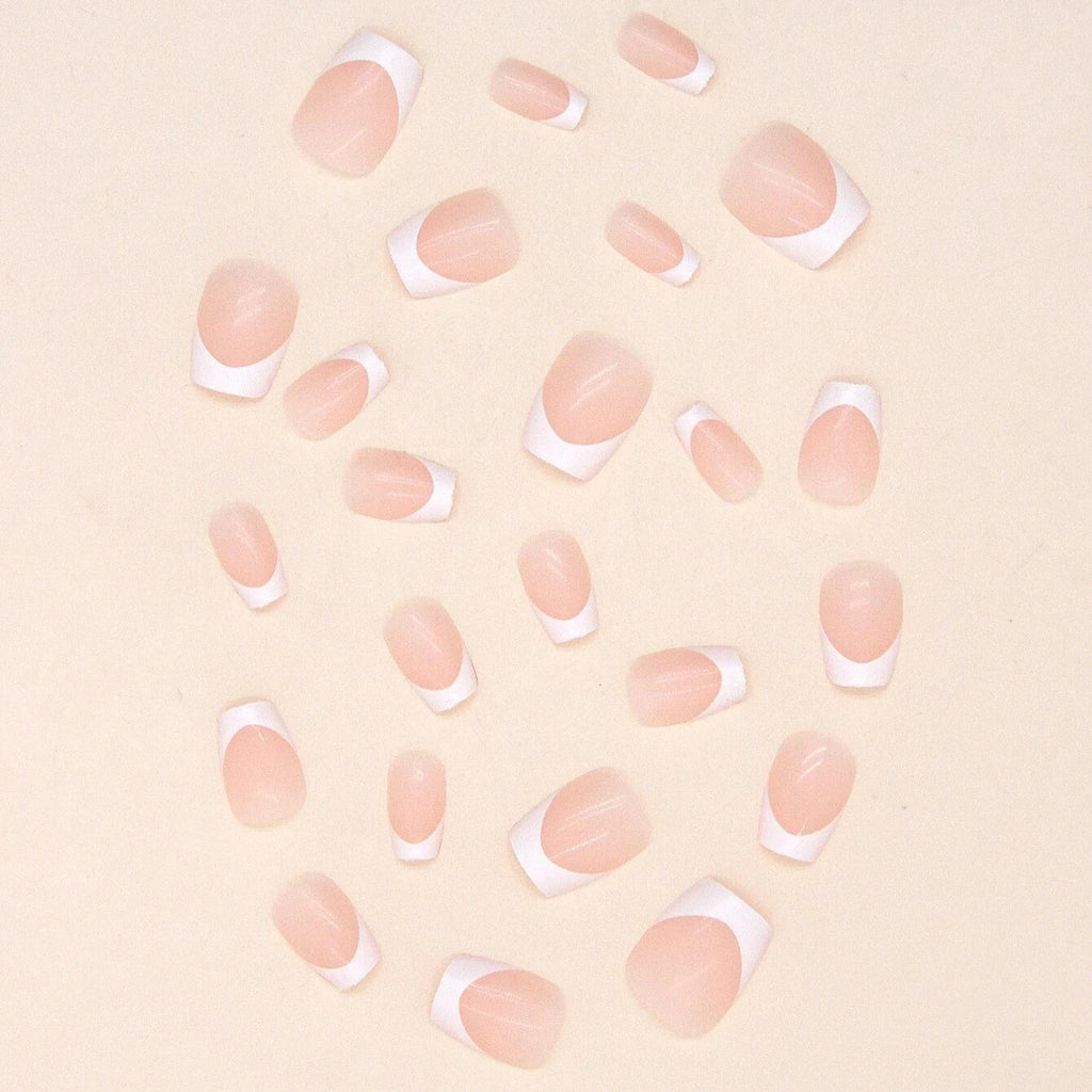 24 PCs Short French Minimalist Nails with 1 Jelly and 1 Nail File