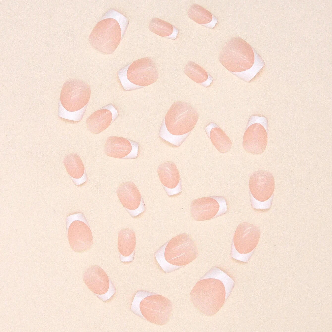 24 PCs Short French Minimalist Nails with 1 Jelly and 1 Nail File