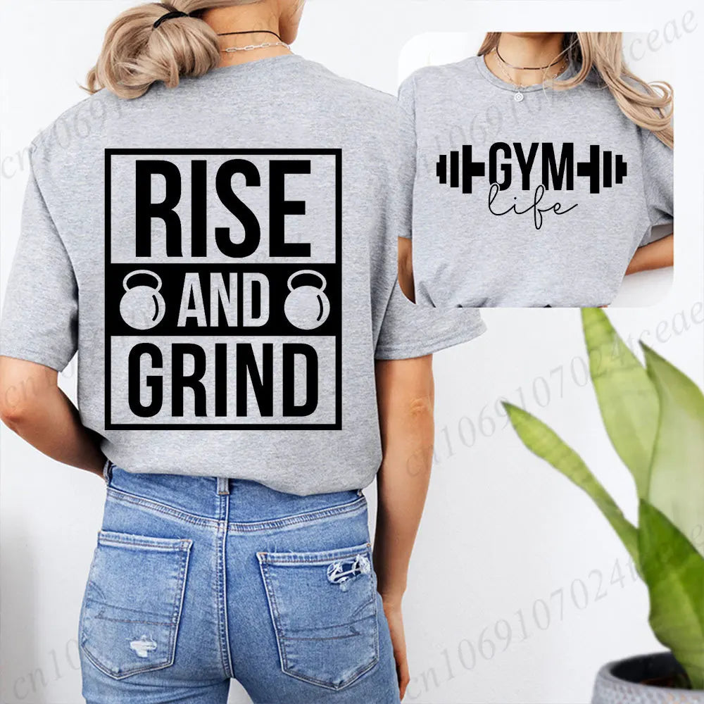Funny Gym Life T-Shirts for Women Workout Summer Short Sleeve Tees Motivational Positive Tees Cute Exercise Fitness Tops