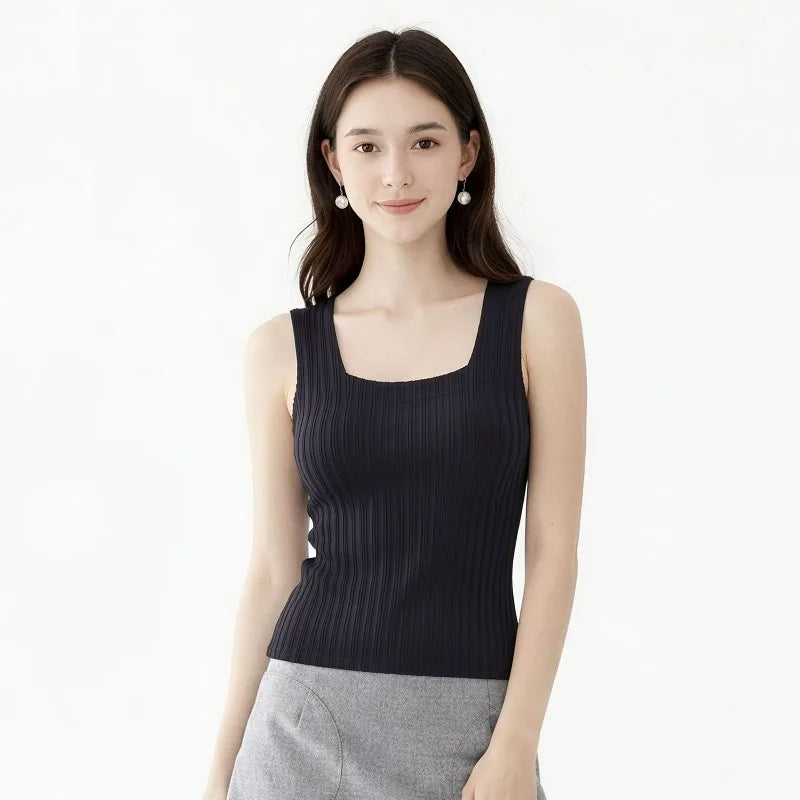 Miyake Pleated Vest 2026 Summer New Sleeveless T-Shirt Simple Fashion Elegant Casual Base Shirt Women's Lightweight Stretch Top