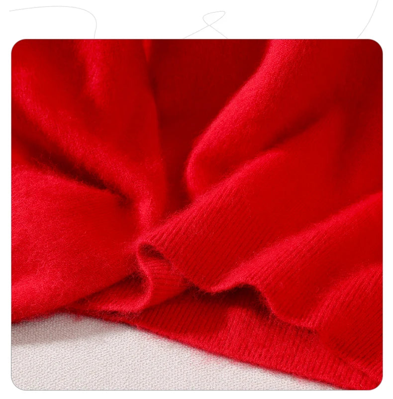 Fall/Winter New Fashion Mink Cashmere Sweater Women's Knitted V-neck Long-Sleeved Slim Bottoming Coat