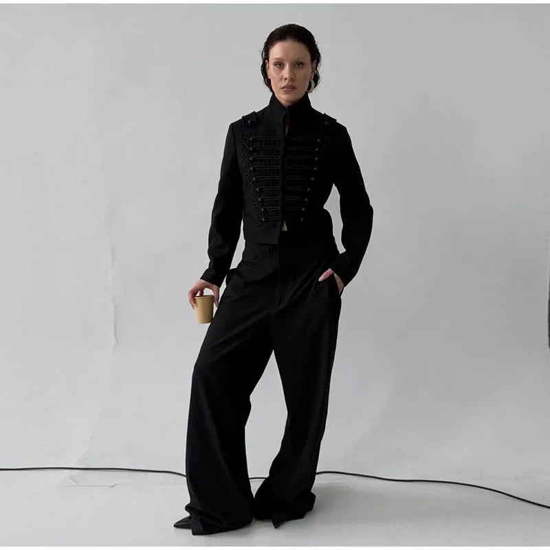 Napoleon Women Jackets Coat Solid Single Breasted Pad Shoulder Loose Outwear 2026 Female Spring New Chic Elegant Coats Jackets