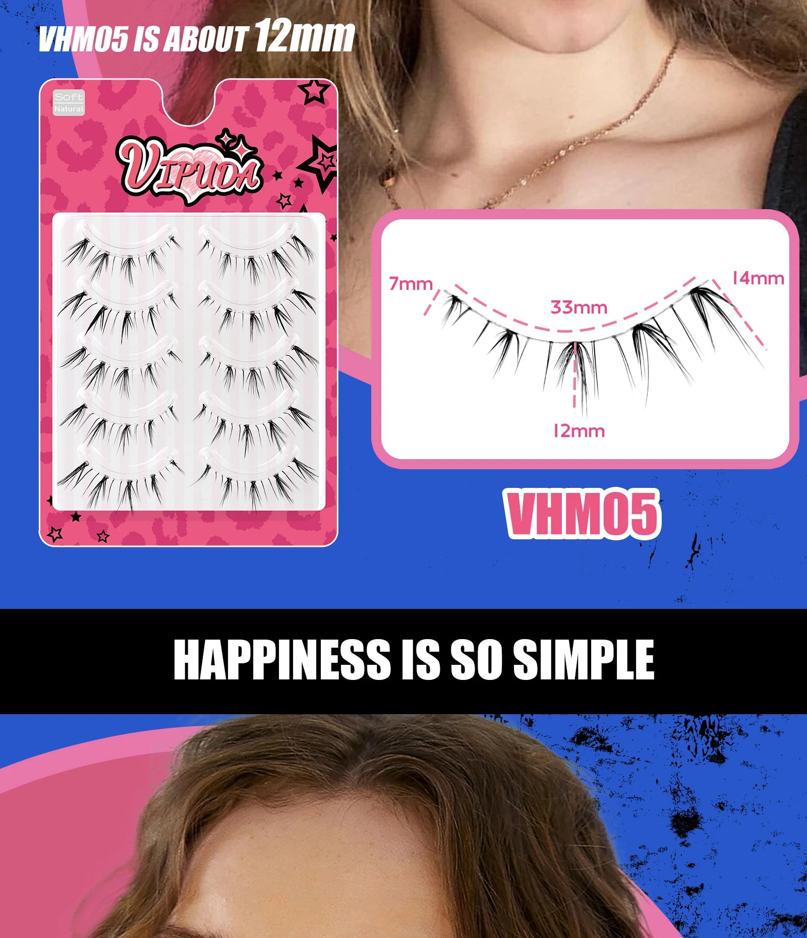 Vipuda Lower Lashes 5 Pairs Clear Band Bottom Lashes Natural Wispy Handmade Under Eye Lashes Extensions Soft Fake Lashes Pack