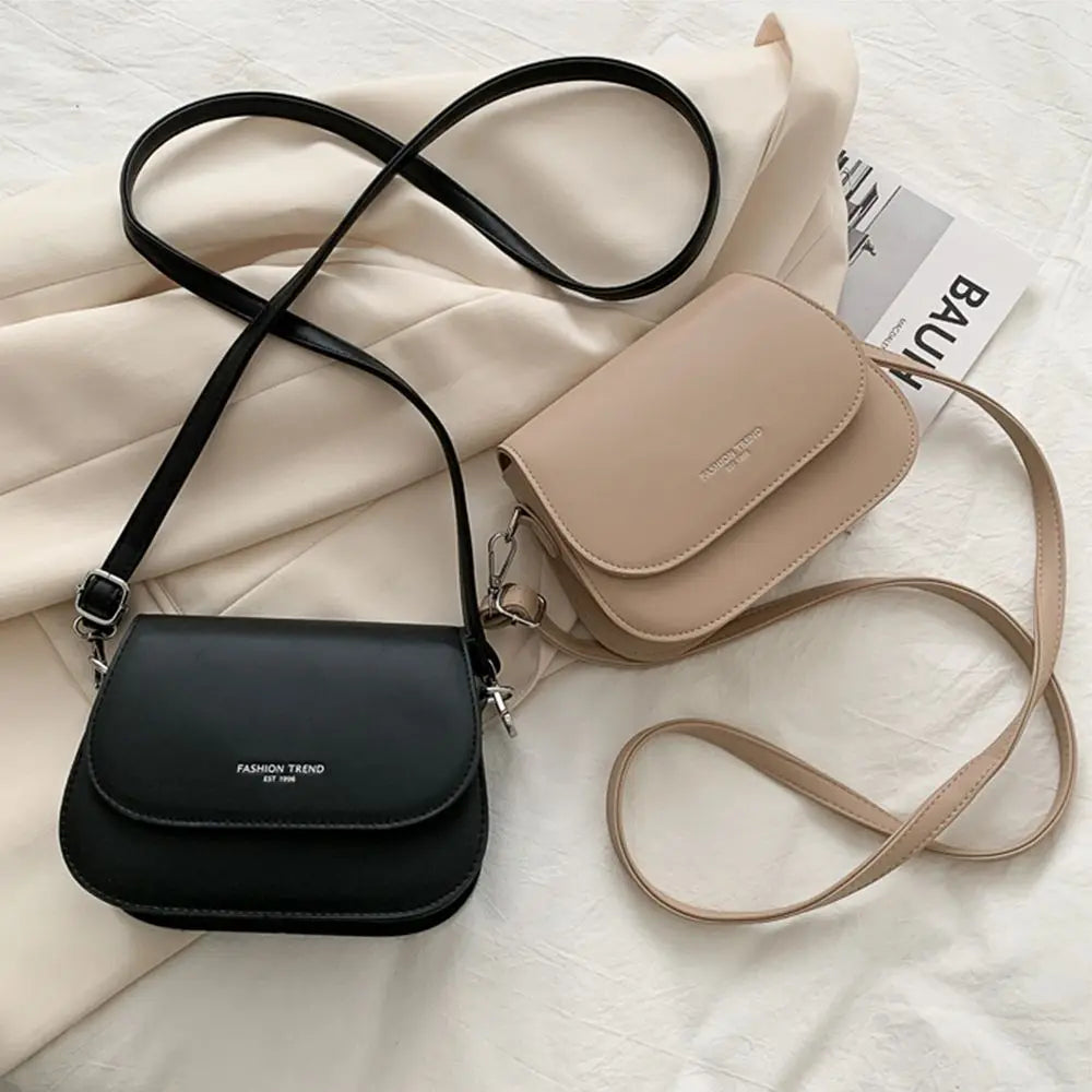 Women Simple Solid Color Saddle Shoulder Bag Crossbody Bag Flap Messenger Bag Women's Handbags