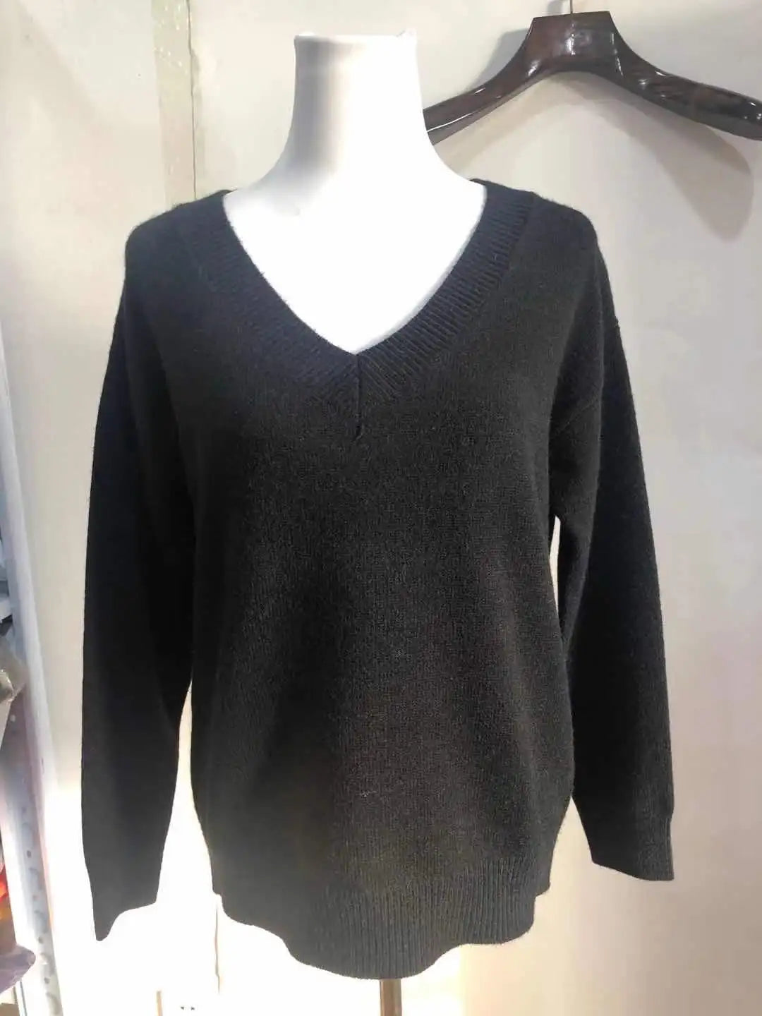 Sweater Women Pullover Knitting Top Jumper V Neck Solid Color Thick Knitwear 2025 Autumn Winter Knitted Tops Office Lady Casual