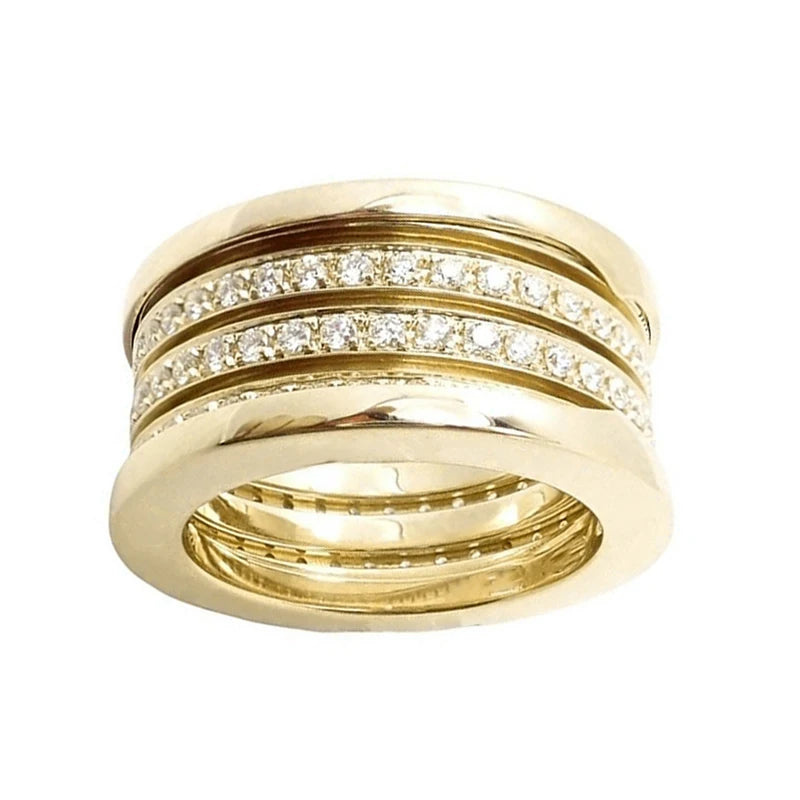 Huitan Luxury Rings with Shiny Cubic Zirconia Delicate Temperament Finger Accessories for Women Noble Stylish Engagement Jewelry