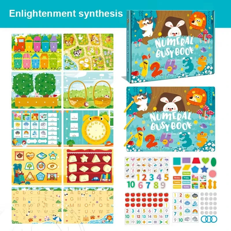 Busy Books Montessori Toy for 1 2 3 4 Year Toddlers Educational Activity Book Developing Sensory Board for Fine Motor Skills Toy