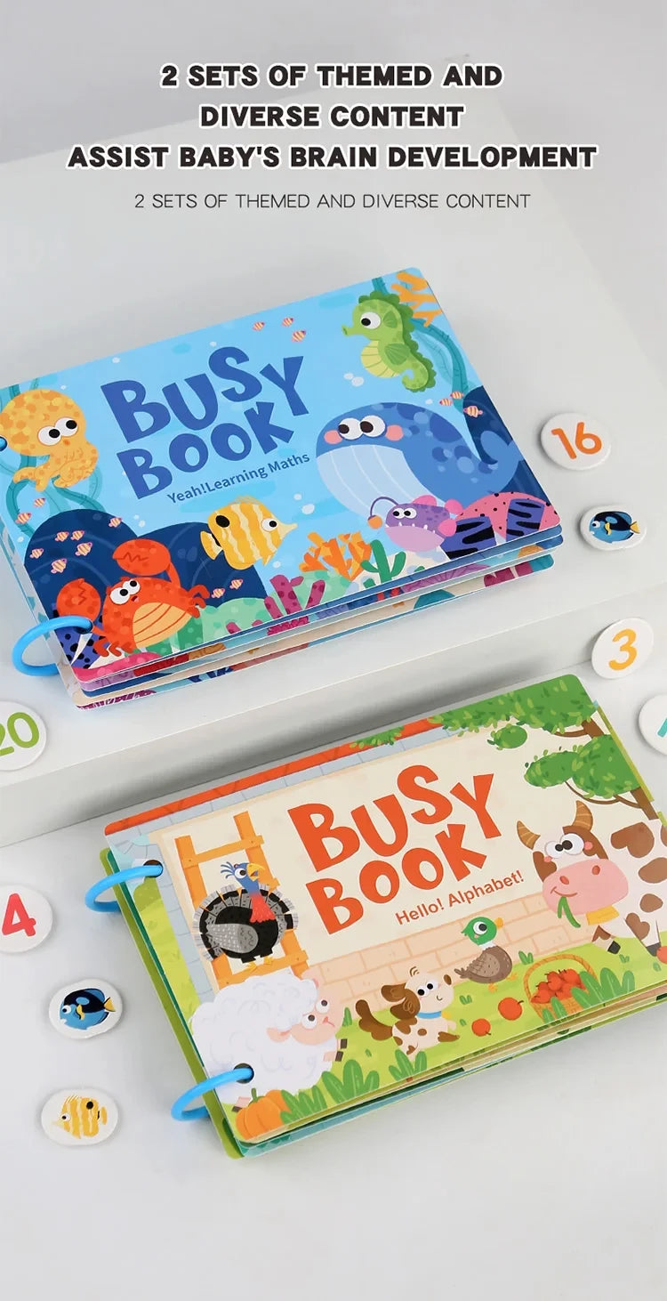 Busy Books Montessori Toy for 1 2 3 4 Year Toddlers Educational Activity Book Developing Sensory Board for Fine Motor Skills Toy
