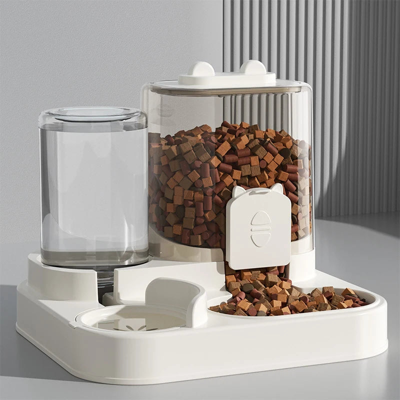 Automatic Cat Bowl Feeder with Water Fountain, Spill Proof Design Pet Food Dispenser for Small Medium Large Cats Dogs