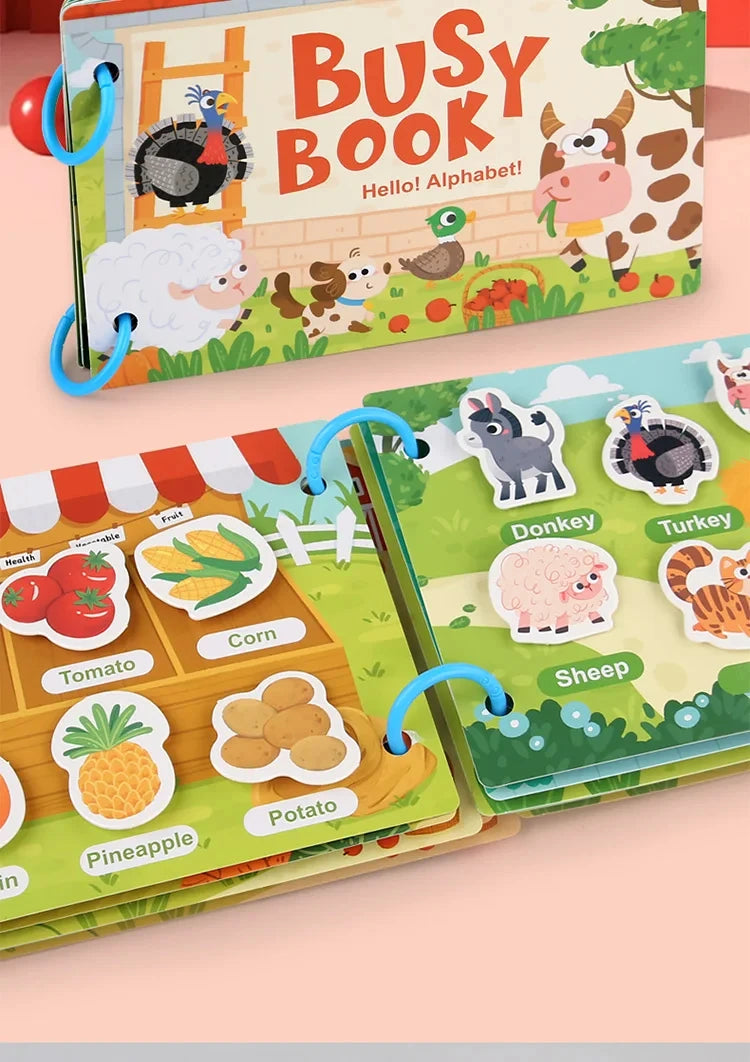 Busy Books Montessori Toy for 1 2 3 4 Year Toddlers Educational Activity Book Developing Sensory Board for Fine Motor Skills Toy