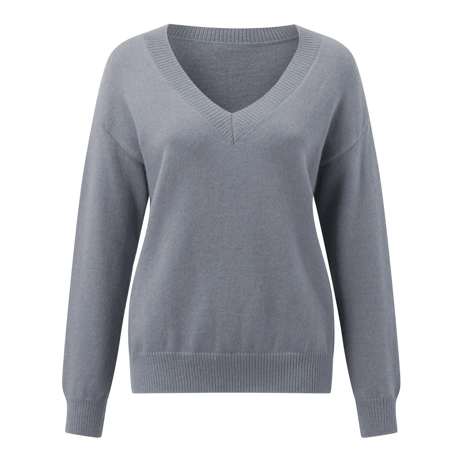 Sweater Women Pullover Knitting Top Jumper V Neck Solid Color Thick Knitwear 2025 Autumn Winter Knitted Tops Office Lady Casual