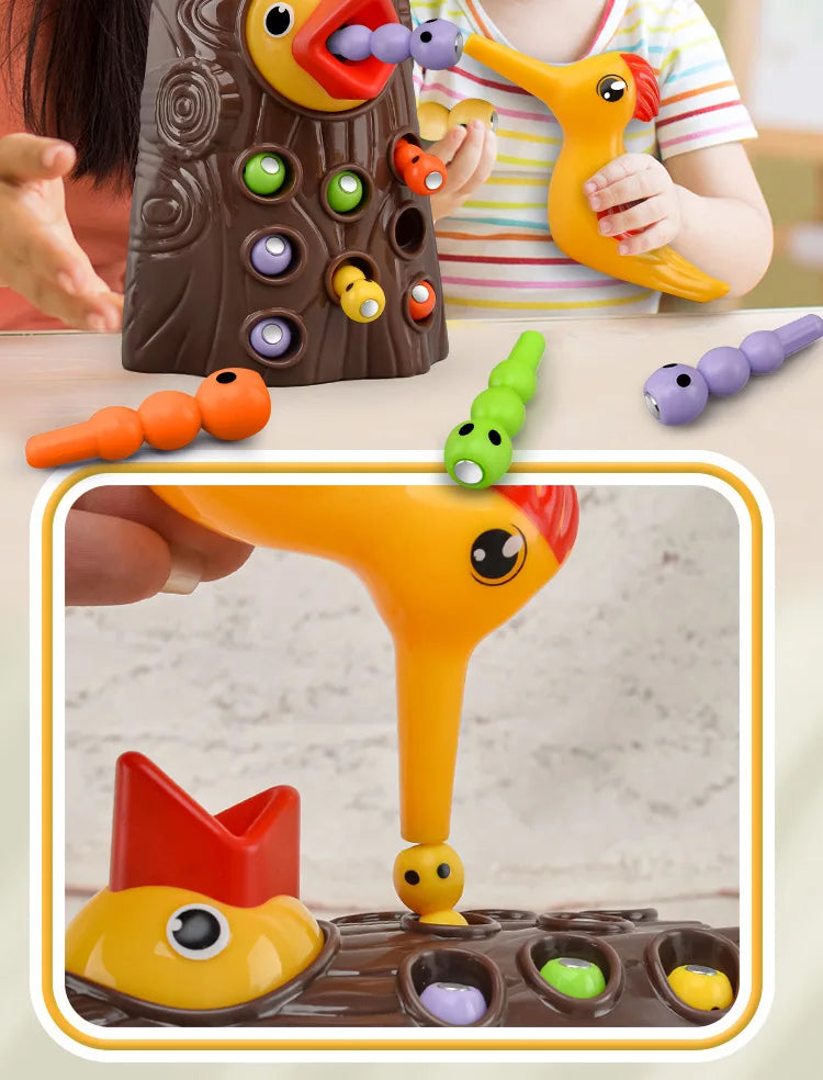 Woodpecker Toys Fishing Catching Insects Small Game Bird Catching Insects Magnetic Puzzle Early Education Training Exercise Toys