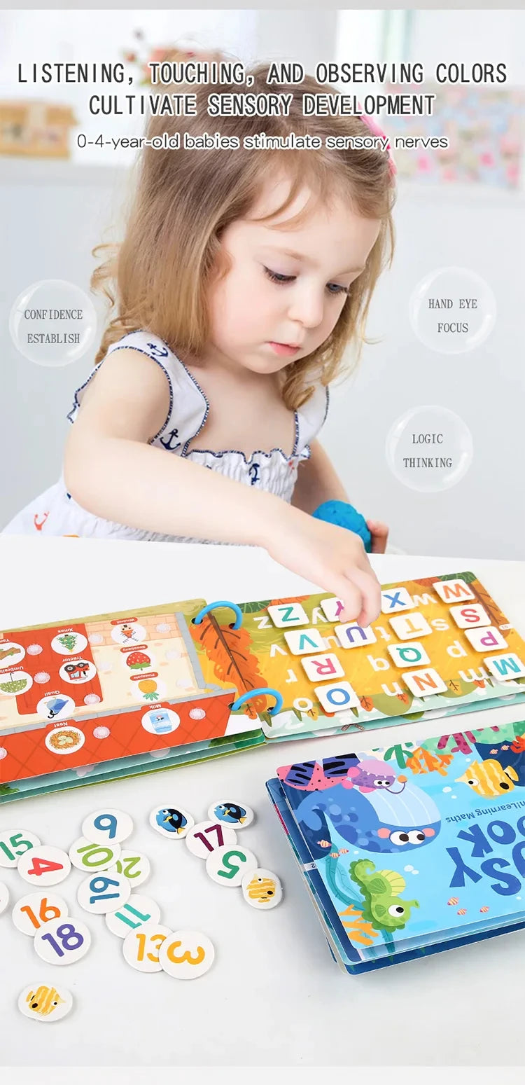 Busy Books Montessori Toy for 1 2 3 4 Year Toddlers Educational Activity Book Developing Sensory Board for Fine Motor Skills Toy
