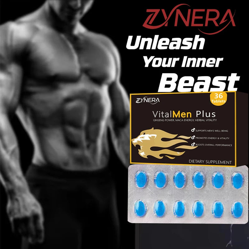 ZYNERA Natural Ashwagandha Man Power Tablets Male Enhancing Supplement Support Energy Strength Stamina Performance Ginseng Pills