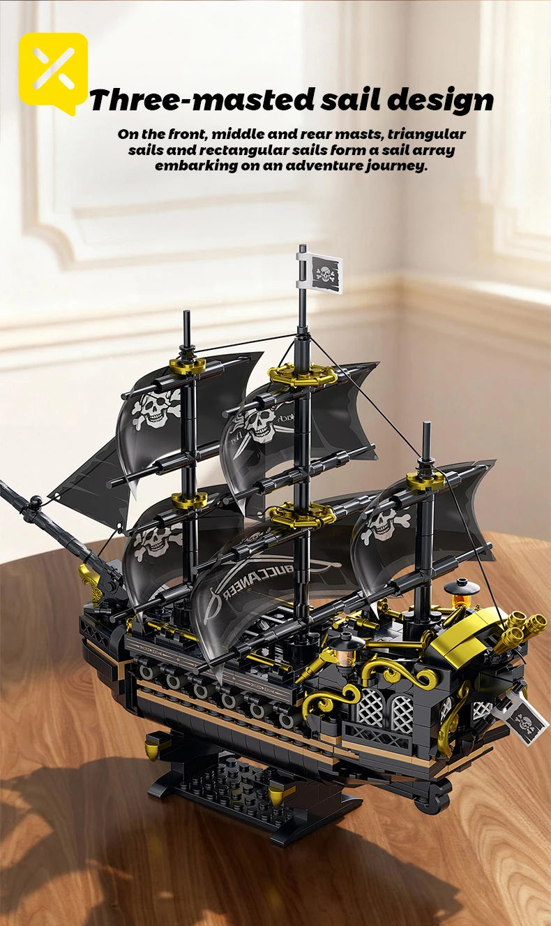 Pirate Ship Building Blocks Vessel Sailboat Model Bricks City Traffic Series Creative Desktop Decoration Toys For Children Gifts