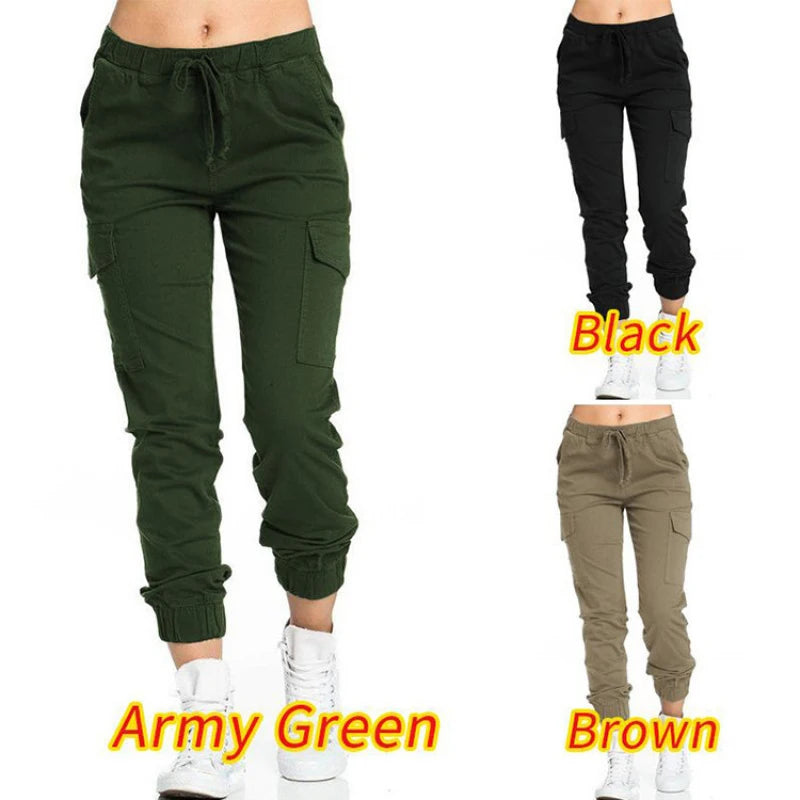 2026Women's Workwear Casual Pants with Elastic Waist, Drawstring, and Side Pockets