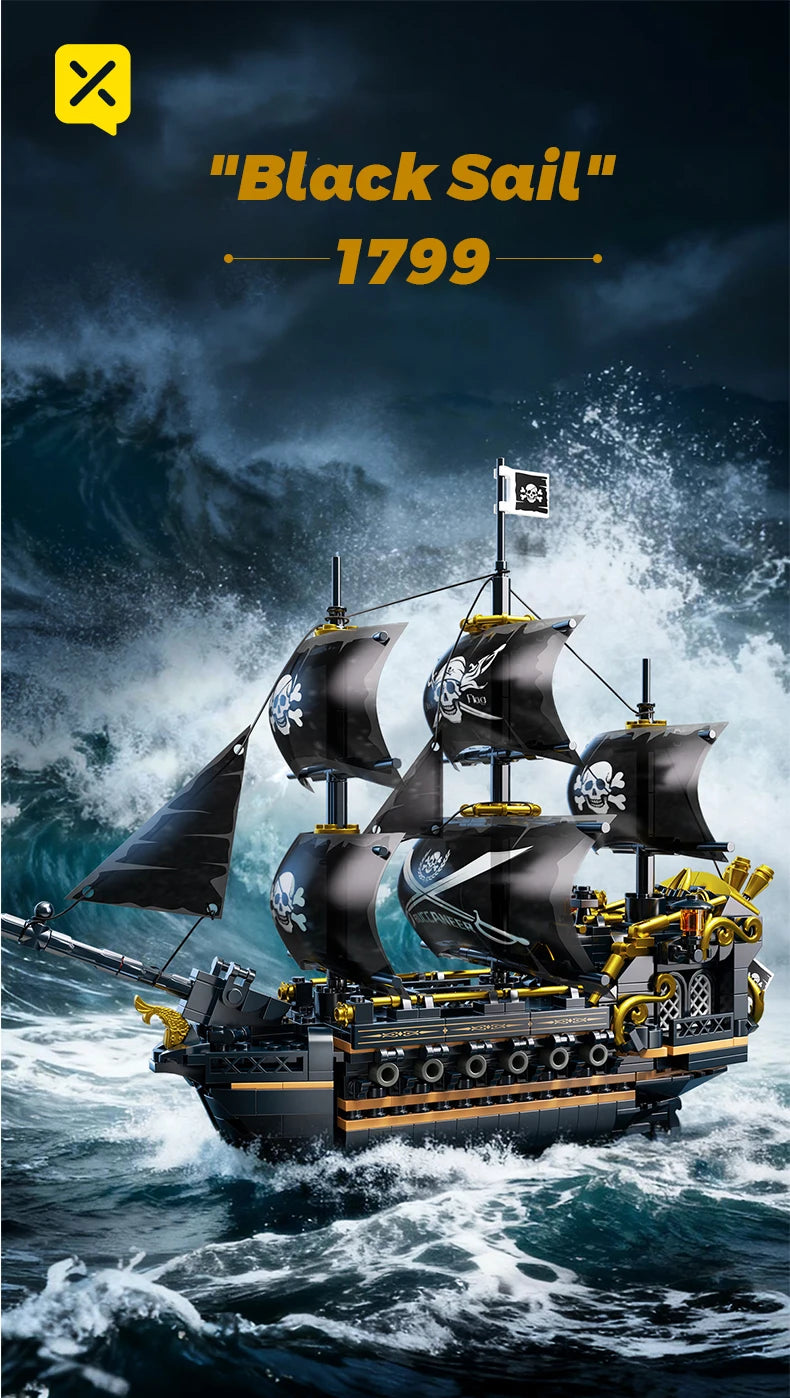 Pirate Ship Building Blocks Vessel Sailboat Model Bricks City Traffic Series Creative Desktop Decoration Toys For Children Gifts
