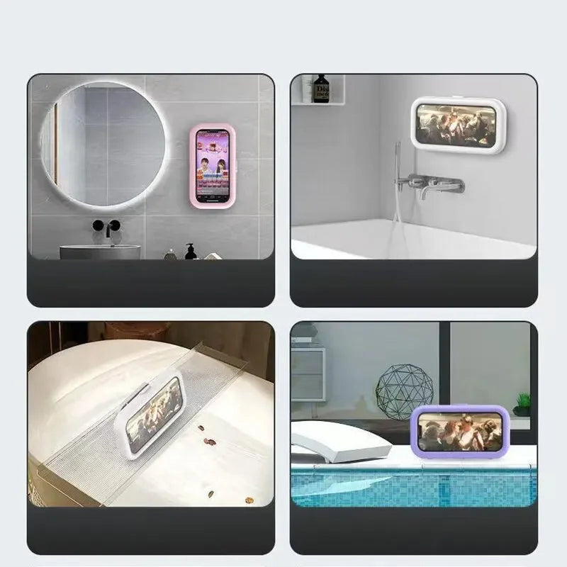 New Adjustable Waterproof Shower Phone Holder with Telescoping Arm Rotation Angle Mount for Bathroom Kitchen Wall Bracket Stand